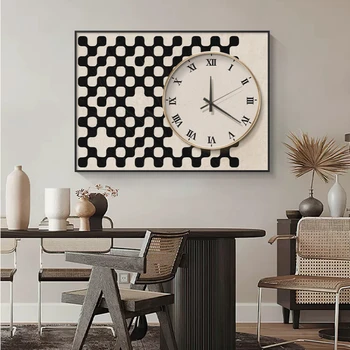 Винтажные настенные часы с шахматной сеткой в гостиной креативная сеть мода знаменитостей ins стиль часы атмосфера простые современные часы