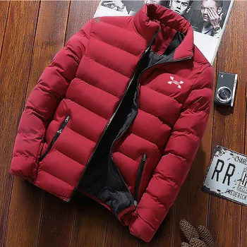 Зимняя куртка, мужская теплая куртка, уличная мода, Повседневная Брендовая Верхняя Мужская парка, пальто, однотонный воротник-стойка, мужская ветрозащитная ткань, хлопок