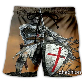 phechion, Новые мужские/женские повседневные шорты с 3D принтом Templar Art, Модная уличная одежда, Мужские Свободные спортивные шорты T46