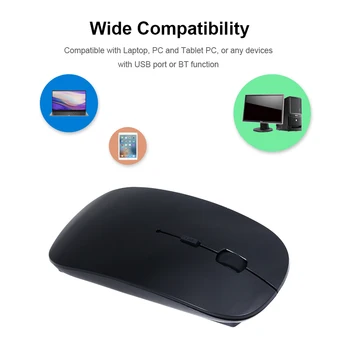 Двухрежимная беспроводная мышь 2.4G, эргономичная мышь Bluetooth, бесшумная мышь для ноутбука/ ПК (черная /белая)