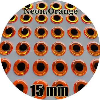 15 мм 3D неон.Оранжевый / 140 мягких формованных 3D голографических рыбьих глаз, вязание мушек, джиг, изготовление приманок, рукоделие