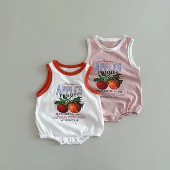 Новые летние детские боди для маленьких девочек, цельная верхняя одежда для маленьких мальчиков с милыми буквами Apple и принтом