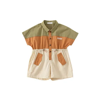 Повседневное боди с короткими рукавами для мальчиков от 0 до 5 лет, хлопковый детский костюм для ползания, комбинезон, летняя одежда для маленьких девочек TZ857