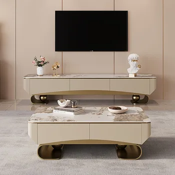 Легкая роскошная ветровая каменная плита, шкаф для телевизора, Чайный столик, комбинация Постмодернистского простого напольного шкафа для гостиной
