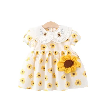 Летняя одежда для новорожденных девочек, платье с коротким рукавом для малышей, одежда для маленьких девочек, платья принцессы на День рождения