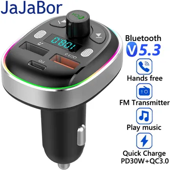 JaJaBor Беспроводной Автомобильный FM-передатчик MP3-Плеер QC3.0 PD 30 Вт Быстрая Зарядка USB Автомобильное Зарядное Устройство Громкой Связи Bluetooth 5.0 Автомобильный Комплект